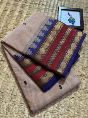PS001 – Premium gold zari woven on fine Thari cotton