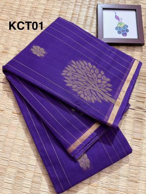 Kanchi Cotton Thread border with Rich Thread worked Pallu / KCT01