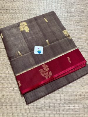 Handwoven  Bamboo Silkcotton saree, Peshwai Silkcotton sarees , with Floral Woven Butta- BS01