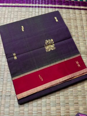 Handwoven  Bamboo Silkcotton saree, Peshwai Silkcotton sarees , with Floral Woven Butta- BS03