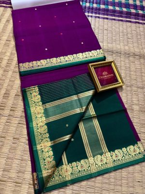Handwoven  Bamboo Silkcotton saree, Peshwai Silkcotton sarees , Small Border- BS04
