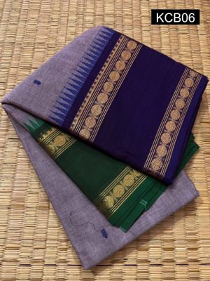 Kanchi Cotton saree – Handwoven Butta Body , Ganga Jamuna Rettaipettu Border – KCB06