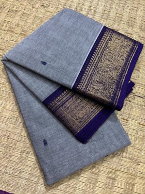 Kanchi Cotton saree – Handwoven Butta Body , lucky irudhalaipatchi Gandaberunda Border- KCB16