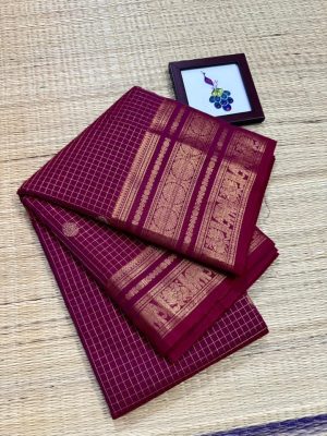Kanchi Cotton saree with Rich and Fill body Zari checks and Butta – KCR02