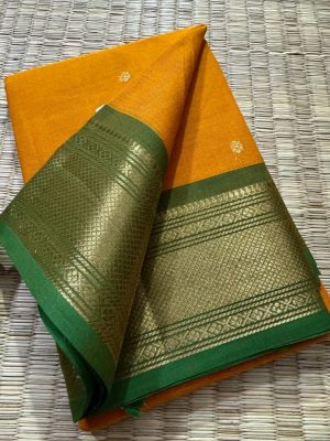 Kanchi Cotton saree – Premium Zari , Premium Weave , Handwoven Butta Body , Rich Border –  KCB09