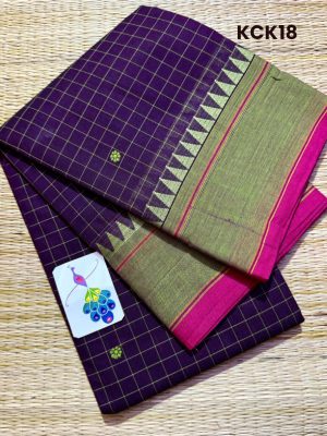 Kanchi Cotton saree, Handwoven Butta and Checkered Body – KCK18