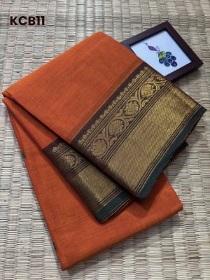 Kanchi Cotton saree – Premium Zari , Premium Weave , Handwoven Butta Body , Rich Border –  KCB11