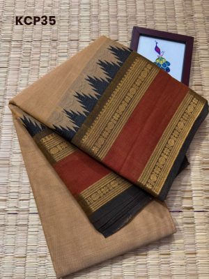Kanchi Cotton saree Plain saree with Thazhampoo border – KCP35