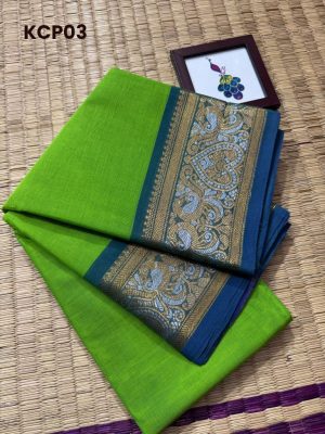 Kanchi Cotton saree with Silver Zari Meena Woven Border KCP03