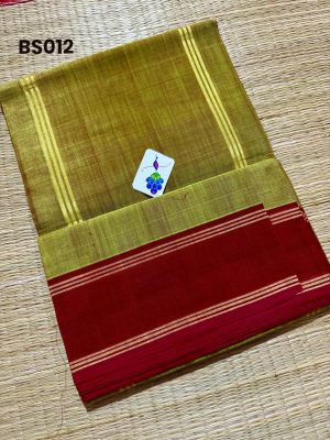 Handwoven Peshwai Silkcotton sarees, with contrast Rich Pallu and Contrast Blouse – BS12