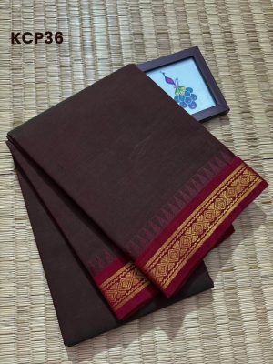 Kanchi Cotton saree  with elegant small Border and tiny temple – KCP36