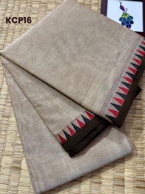 Kanchi Cotton saree  with elegant small Border and  dual color tiny temple – KCP16