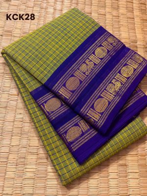 Kanchi Cotton saree, Rettai Pettu border and Korvai Mini kattam Body – KCK28