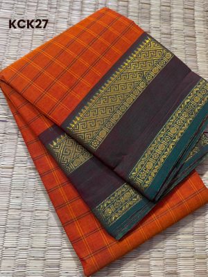 Kanchi Cotton saree, Rettai Pettu border and Korvai kattam Body – KCK27