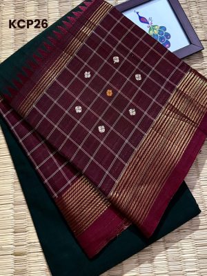 Kanchi Cotton saree with Handwoven Border Butta – KCP26