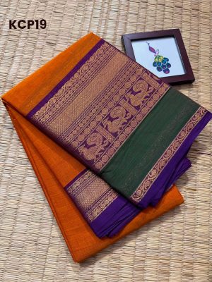 Kanchi Cotton saree  with elegant rettai gold – KCP19
